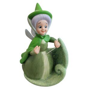 Disney Sleeping Beauty Fairy Godmother Fauna Porcelain Figurine Green Sparkle 4"